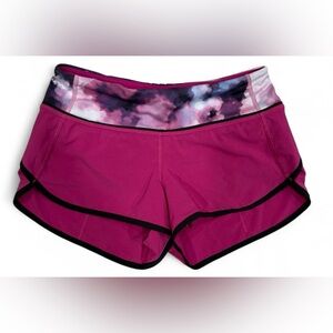 Lululemon Magenta Athletic Shorts with Floral Waistband